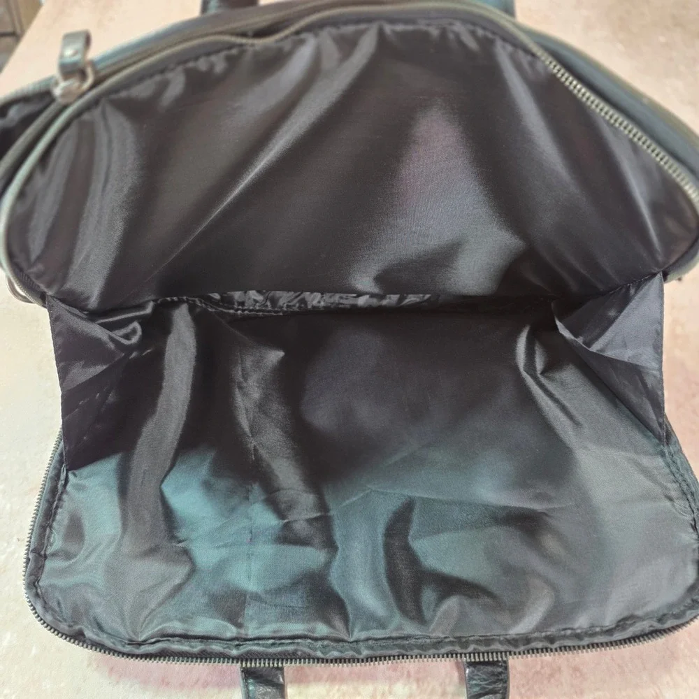 Aldo Mens Black Leather Slim Bag Briefcase Stylish Business Casual
